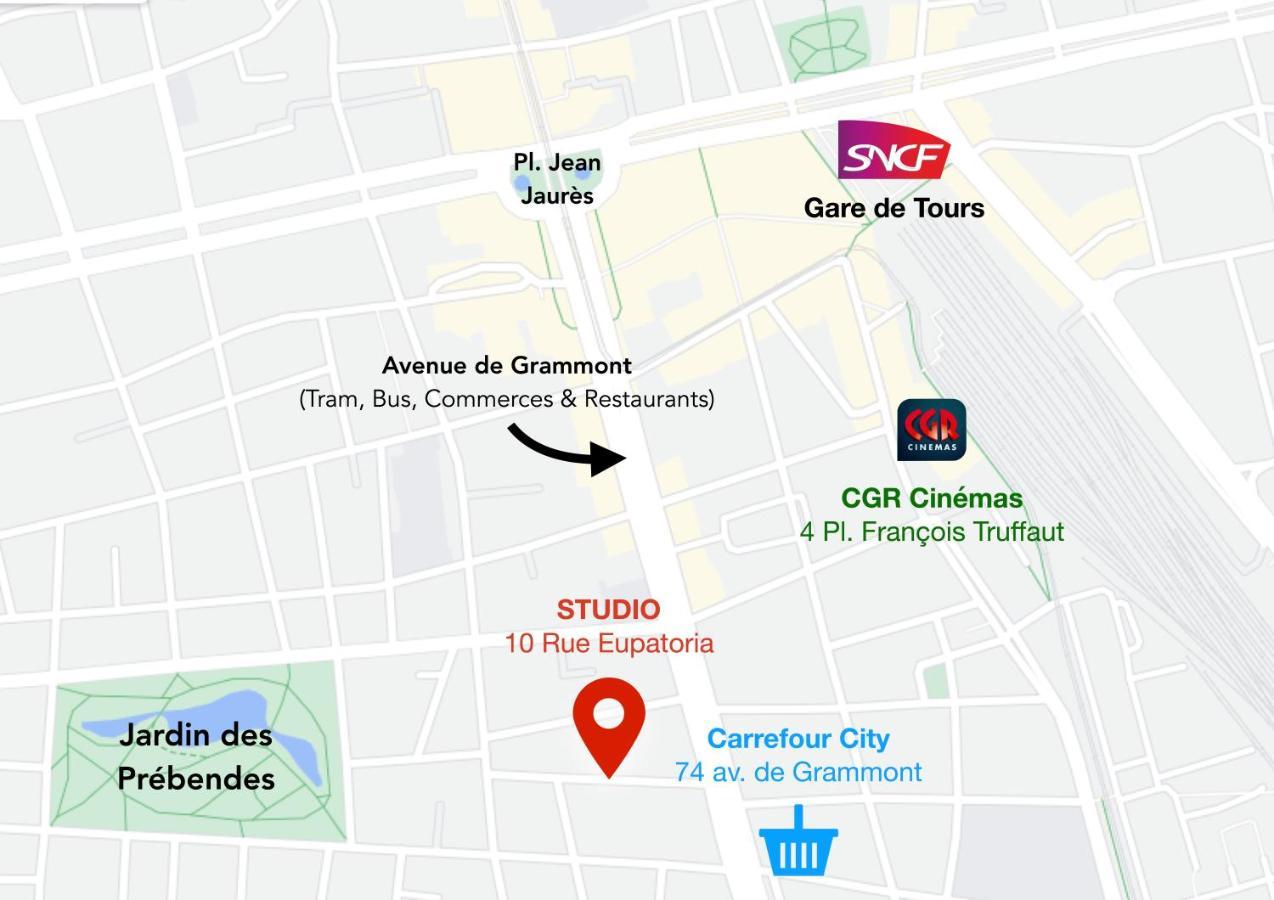Studio au calme avec jardin - Tours centre Exterior foto